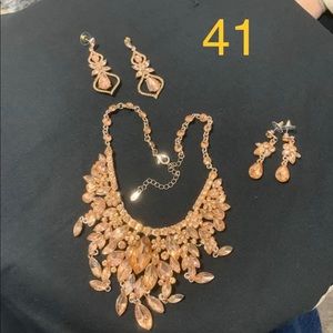 Necklace and both pairs of earrings